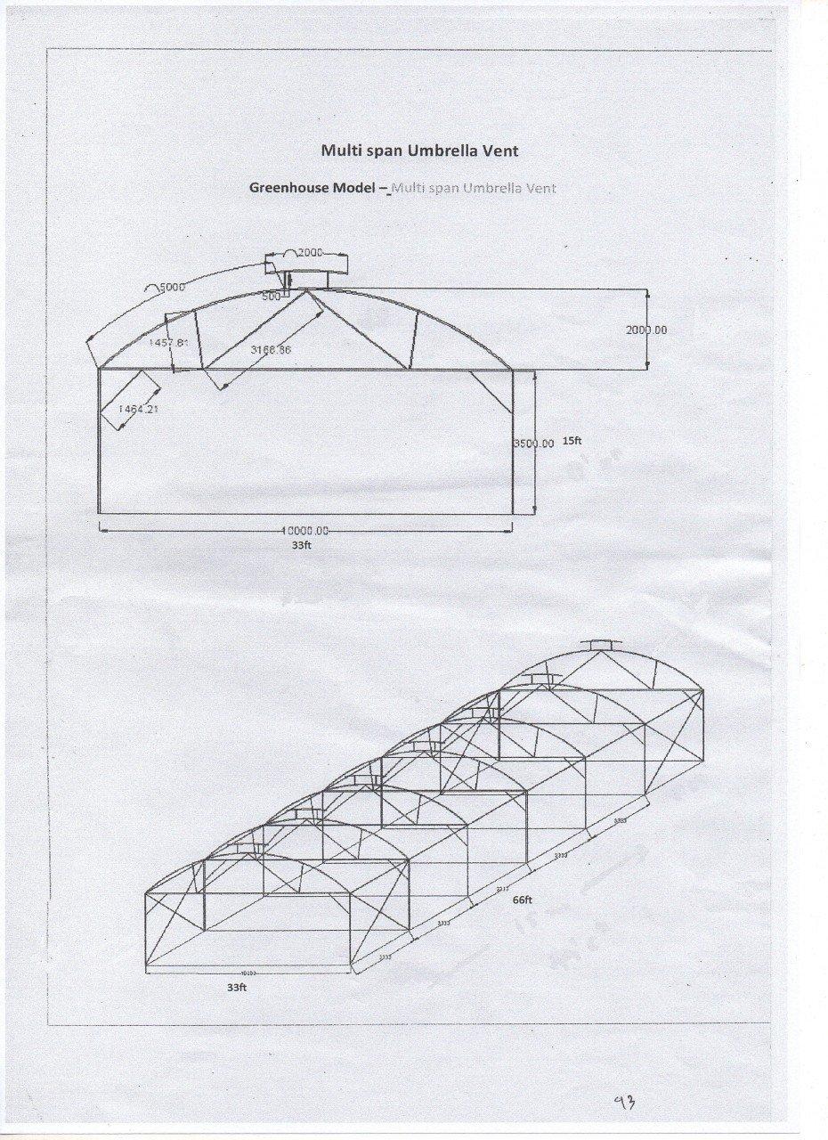 Gewächshaus in den Maßen 20 m x 10 m x 4,5 m