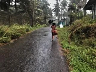 Fluchtversuch vor dem Regen