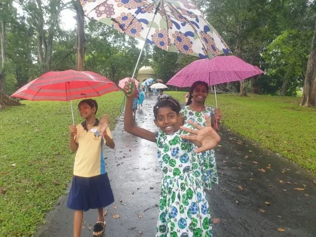 Regenschirm-Action im Botanischen Garten, Kandy