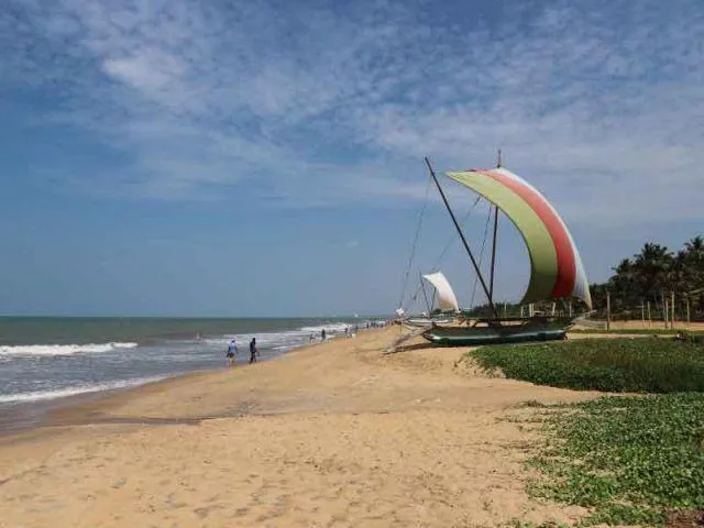 Katamaran am Strand in Negombo